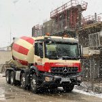 Camion toupie, sebm, neige, chantier, livraison béton