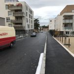 pose des enrobés sur le chantier de Caluire-et-Cuire (69)
